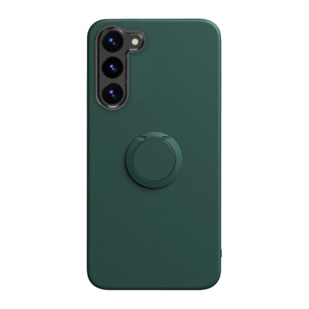 Husa Soft Liquid compatibila cu Samsung Galaxy S23 Plus, interior cu piele Alcantara, 360° Inel Rotativ cu Magnet Auto, Verde