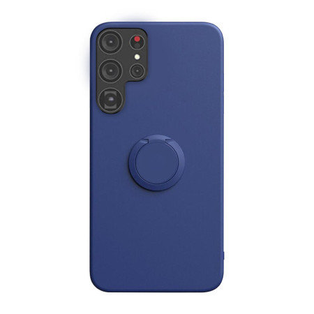 Husa Soft Liquid compatibila cu Samsung Galaxy S23 Ultra, interior cu piele Alcantara, 360° Inel Rotativ cu Magnet Auto, Albastru