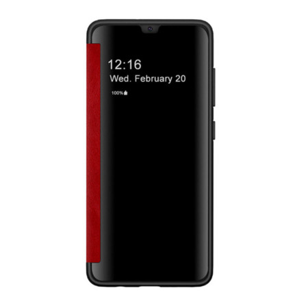 Husa BOA compatibila cu Samsung Galaxy A13 5G, Piele Eco Fina si Mata, Capac translucid PC cu Vedere, Rosu