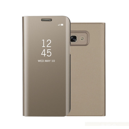 Husa Kickstand Mirror, Functie Stand, Capac translucid, Design elegant compatibila cu Samsung Galaxy A5 2017, Gold