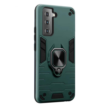 Husa compatibila cu Samsung Galaxy S22, Inel rotativ si Magnet integrat, Brave Armor, Green