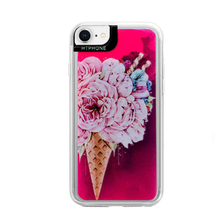 Husa Neon Htphone compatibila cu Apple iPhone 7/8, Glow In The Dark, Ice Cream