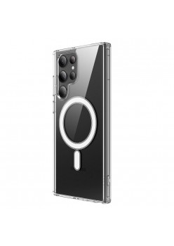 Husa MagSafe HTPMAG compatibila cu Samsung Galaxy S23 Ultra, Atasare Magnetica, Clear Case, Transparent