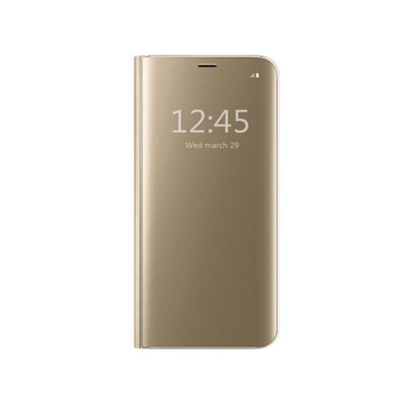 Husa Kickstand Mirror, Functie Stand, Capac translucid, Design elegant compatibila cu Samsung Galaxy A5 2017, Gold