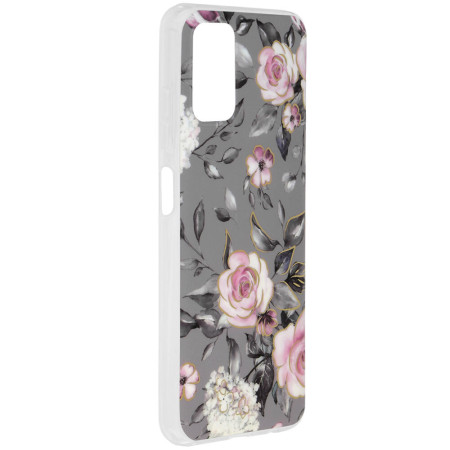 Husa Marble Flower pentru Samsung Galaxy A03s, Slim IOA, Grey
