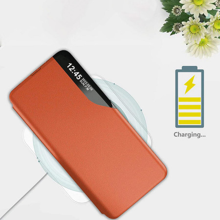 Husa Flip din Piele compatibila cu Samsung Galaxy A13 4G, E-Fold, Orange