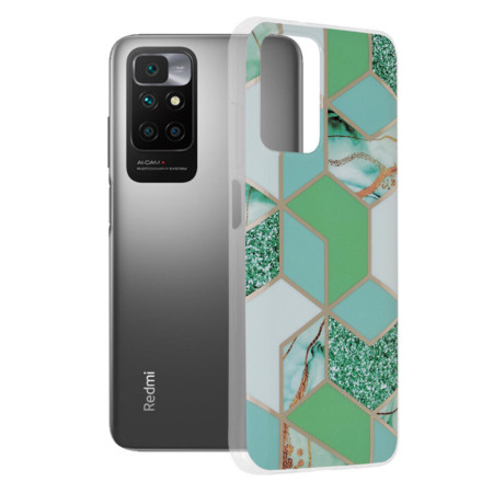 Husa compatibila cu Xiaomi Redmi 10, Abstract Marble, Hex Fashion, Green