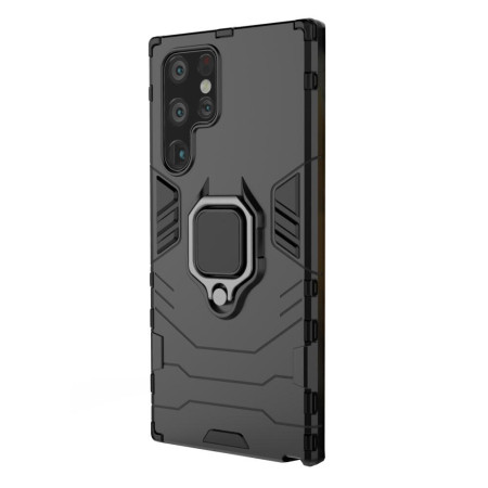 Husa compatibila cu Samsung Galaxy S22 Ultra, Inel rotativ si Magnet integrat, Brave Armor, Black