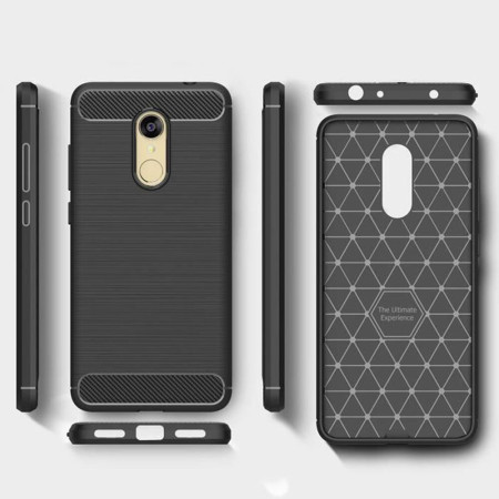 Husa de telefon Carbon Premium Protect, Xiaomi Redmi 5, 6 nivele de protectie, Finisaj metalic, Slim, Black