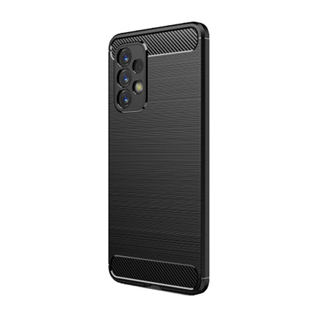 Husa Carbon Fiber compatibila cu Samsung Galaxy A73 5G, Flexibila, HTPMAG Protect, Black