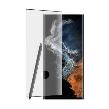 Folie sticla securizata pentru Samsung Galaxy S23 Ultra, Acopera tot ecranul, 9H, 3D, Negru