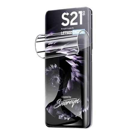 Folie de Protectie compatibila cu Samsung Galaxy S21 FE, Anti-Amprenta, Silicon, Protectie Completa,Fara Amprente, Full Glue,Hydrogel HTPMAG®, Mata, Transparenta
