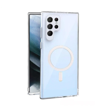 Husa MagSafe HTPMAG compatibila cu Samsung Galaxy S22 Ultra, Atasare Magnetica, Clear Case, Transparent