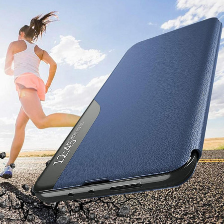 Husa Flip din Piele compatibila cu Samsung Galaxy A03 4G, E-Fold, Blue