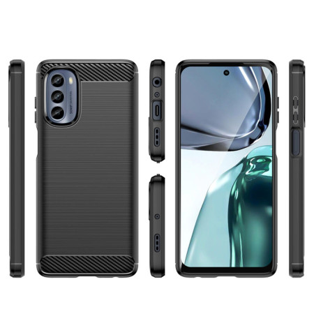 Husa Carbon Fiber compatibila cu Motorola Moto G62, Flexibila, HTPMAG Protect 421.21, Black