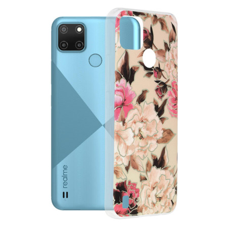 Husa Marble Flower pentru Realme C21Y / C25Y, Slim IOA, Nude