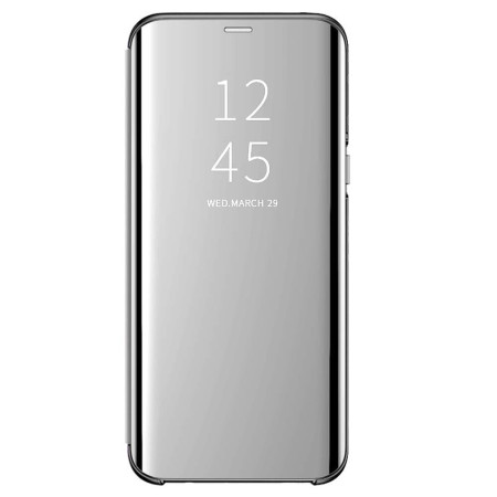 Husa Kickstand Mirror Effect, Functie de stand compatibila cu Apple iPhone XS Max , Silver , Clear LCD Screan Cover