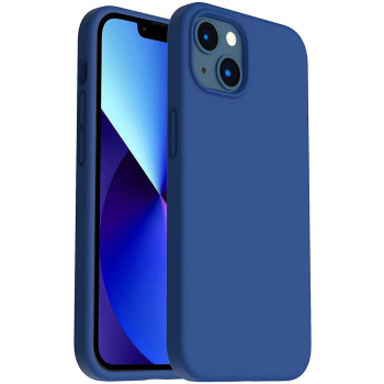 Husa din silicon ultra-slim MATA cu microfibra pe interior pentru iPhone 13 / Albastru