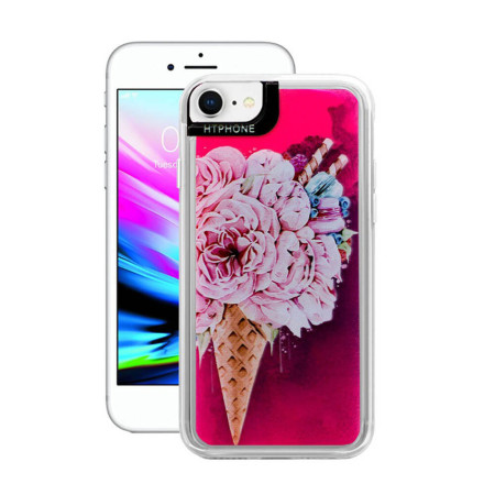 Husa Neon Htphone compatibila cu Apple iPhone 7/8, Glow In The Dark, Ice Cream