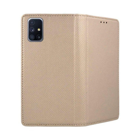 Husa Carte Smart cu Inchidere Magnetica pentru Samsung Galaxy M51, Auriu