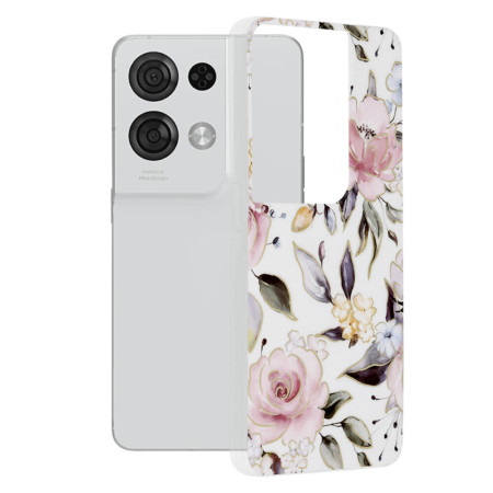 Husa compatibila cu Oppo Reno 8 Pro, Marble Floral, Alb