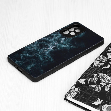 Husa Glaze Glass Top G compatibila cu Samsung Galaxy A73 5G, Slim Glow, HTPMAG, Blue Nebula