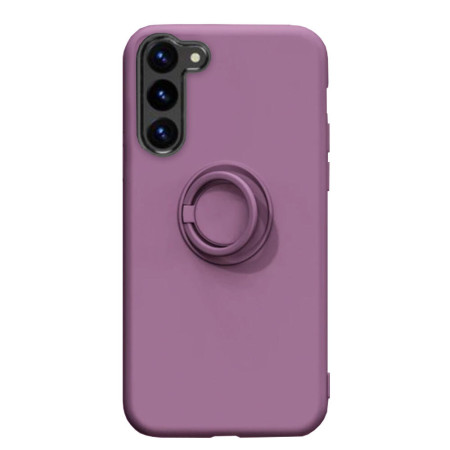 Husa Soft Liquid compatibila cu Samsung Galaxy S23, interior cu piele Alcantara, 360° Inel Rotativ cu Magnet Auto, Mov