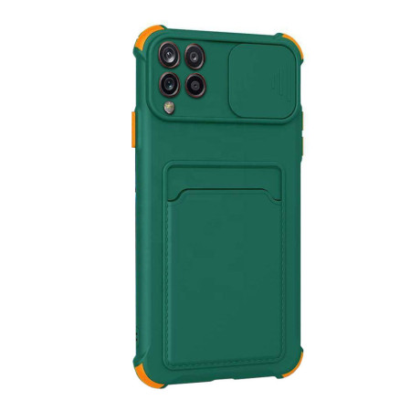 Husa AntySpy Lens compatibila cu Samsung Galaxy A22 4G, Card SLOT365, Antisoc Armor, HTPMAG, Green