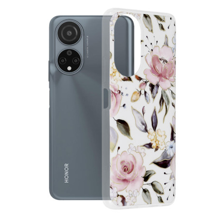 Husa compatibila cu Honor X7, Marble Floral, Alb