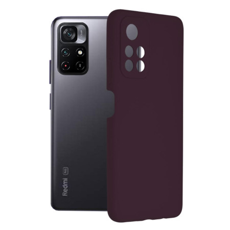 Husa Soft Edge compatibila cu Xiaomi Redmi Note 11 / Poco M4 Pro, Antiamprenta, Interior Microfibra, Camera Extra Pro, Plum Violet