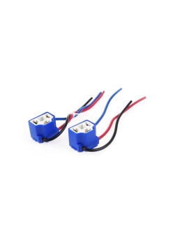 Set 2x Mufe ceramice bec Auto H4 L CSL-H4, Cu Cablu, Albastru