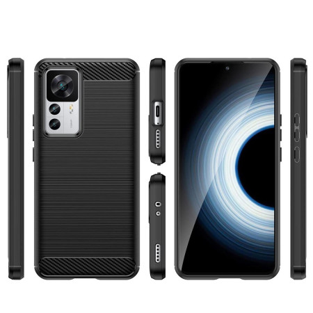 Husa Carbon Fiber compatibila cu Xiaomi 12T, Flexibila, HTPMAG Protect 421.21, Black