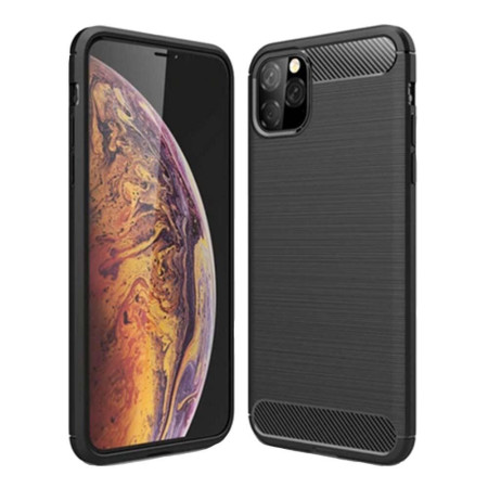 Husa HTPMAG de telefon de tip Carbon, Premium Protect, Armor, Apple iPhone 11 Pro / XI Pro, Finisaj metalic, Negru