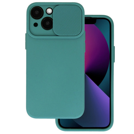Husa protectie spate si camera foto compatibila cu Apple iPhone 14 Pro Max, Privacy CamShield, Interior Microfibra, Verde