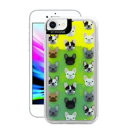 Husa Neon Htphone compatibila cu Apple iPhone 7/8, Glow In The Dark, Dog
