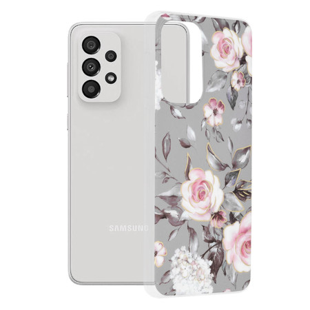 Husa compatibila cu Samsung Galaxy A33 5G, Marble Floral, Gri