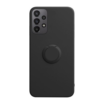 Husa Soft Liquid compatibila cu Samsung Galaxy A23 5G, interior cu piele Alcantara, 360° Inel Rotativ cu Magnet Auto, Negru
