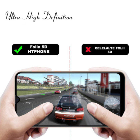 Folie sticla securizata 5D Full Screen, 9H, High Definition pentru Samsung Galaxy A20, Transparenta HTPhone