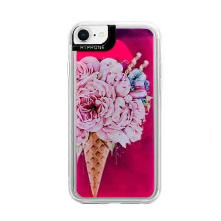 Husa Neon Htphone compatibila cu Apple iPhone 7/8, Glow In The Dark, Ice Cream