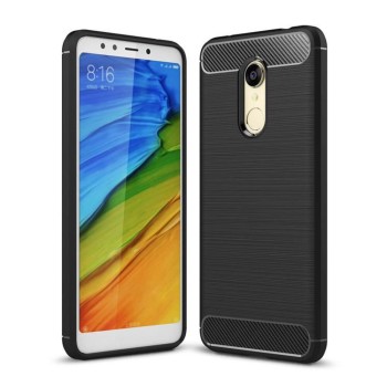Husa de telefon Carbon Premium Protect, Xiaomi Redmi 5, 6 nivele de protectie, Finisaj metalic, Slim, Black