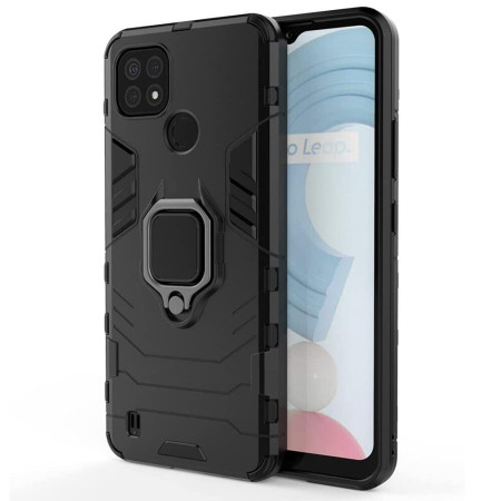 Husa compatibila cu Realme C21, Ring (Inel Magnetic) Brave Armor, HTP , Black