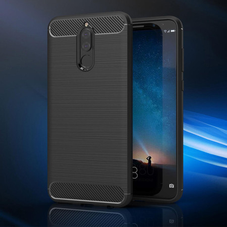 Husa de telefon Carbon Premium Protect , Huawei Mate 10 Lite, 6 nivele de protectie, Finisaj metalic, Slim, Black