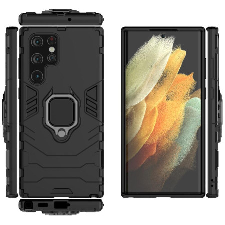 Husa compatibila cu Samsung Galaxy S22 Ultra, Inel rotativ si Magnet integrat, Brave Armor, Black