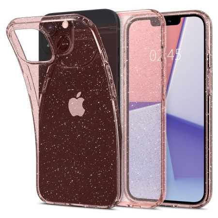 Husa Glitter Liquid Crystal compatibila cu Apple iPhone 13 Mini, Sclipici HTPMAG, Rose 12.4532