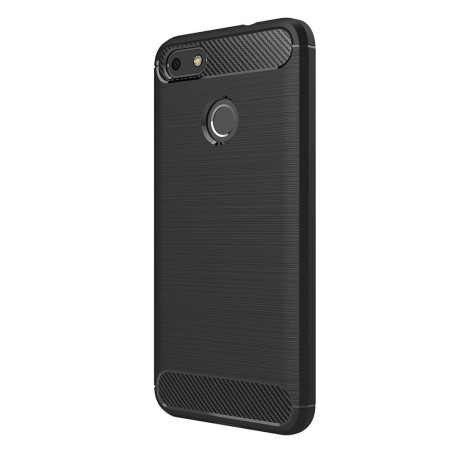 Husa de telefon Carbon Premium Protect, Huawei P8 Lite 2017, 6 nivele de protectie, Finisaj metalic, Slim, Black