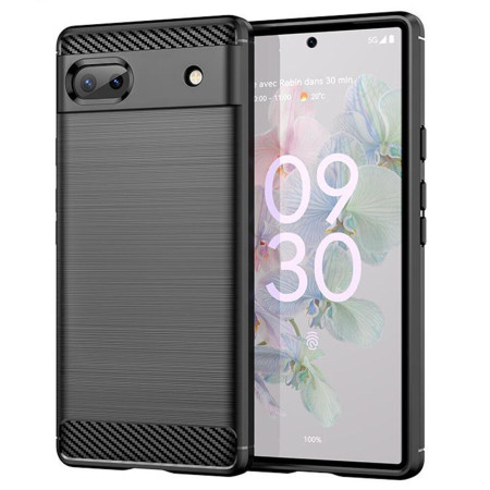 Husa Carbon Fiber compatibila cu Google Pixel 6a, Flexibila, HTPMAG Protect 421.21, Black