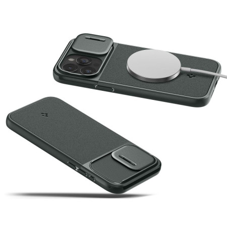 Husa iPhone 15 Pro Max - Spigen Optik Armor - Abyss Green