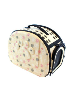 Geanta de Transport pentru Caine sau Pisica, Plasa de Aerisire, 43 cm x 32 cm x 6,5 cm, Textil XL, Bej