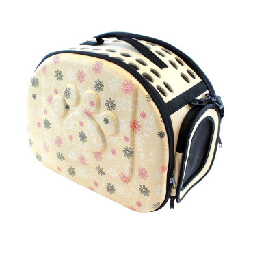 Geanta de Transport pentru Caine sau Pisica, Plasa de Aerisire, 43 cm x 32 cm x 6,5 cm, Textil XL, Bej