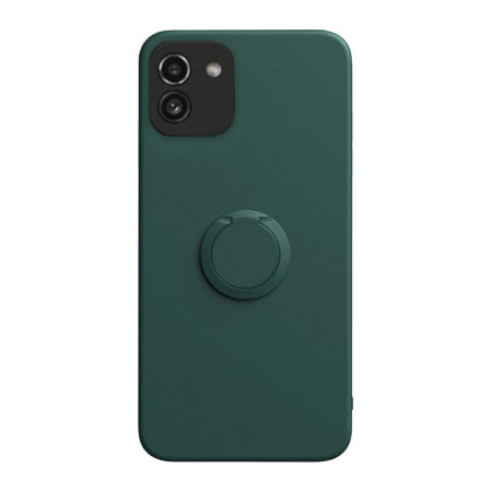 Husa Soft Liquid compatibila cu Samsung Galaxy A03 4G, interior cu piele Alcantara, 360° Inel Rotativ cu Magnet Auto, Forest Green